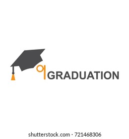 Education logo with bachelor cap and graduation word