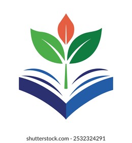 Logotipo de Educación con ilustración de arte de diseño de icono de hoja de libro