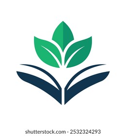 Education Logo with book leaf icon design art illustration