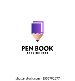 Education logo with book and pencil