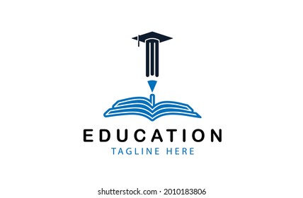 Education Logo, book and Pencil vector illustration 