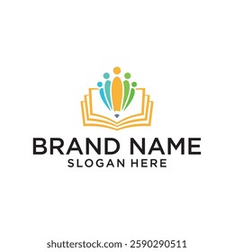 Education logo, Books and people logo design education