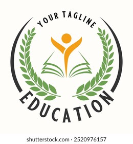 education logo. child and book tree silhouette icon for education academy