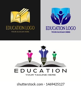 Education logo collection. education icon, set of school library sign or symbol, university sign or symbol. vector illustration element