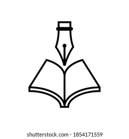 Education logo concept. Book and ink pen graphic element.