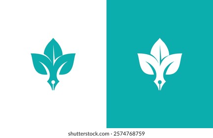 Education logo concept with book or pen symbols with the add of nature leaf 