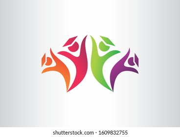 Education logo concept with graduation cap. Colorful vector illustration template design