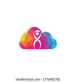 Concepto del logotipo educativo con el diseño del logotipo del tapón de graduación. Logo de concepto de nube de educación