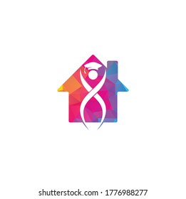 Education logo concept with graduation cap logo design. Education home shape concept logo