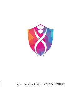 Concepto del logotipo educativo con el diseño del logotipo del tapón de graduación. Logo de la forma del escudo educativo