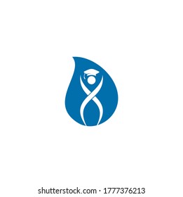 Concepto del logotipo educativo con el diseño del logotipo del tapón de graduación. Logo del concepto de caída de la educación