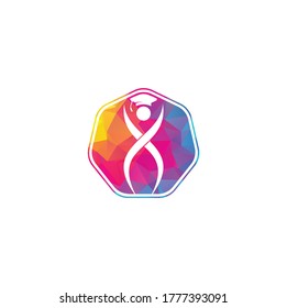 Education logo concept with graduation cap, vector illustration template. Happy people jump with graduation cap.