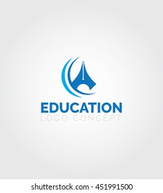 Education Logo Concept Illustration in Blue Color