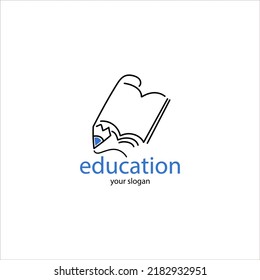 education logo concept with stationery and book symbols. Can be used for school logos, courses, story writing lessons or hobbies