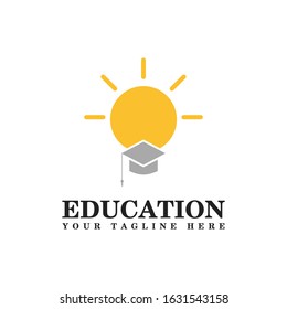 Education Logo Concept With Sun And Hat Icon Vector