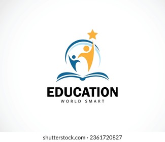 education logo creative reaching star design concept health medical teamwork smart