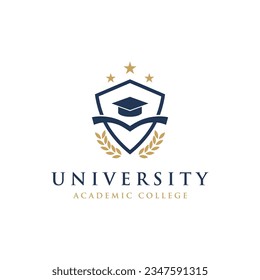 Education logo design with bachelor cap and book concept with creative idea. Logo for school, university, academy and students.