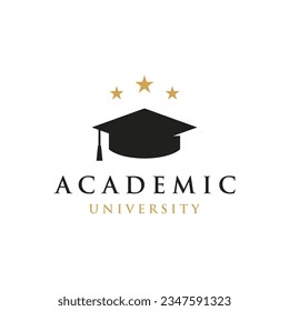 Education logo design with bachelor cap and book concept with creative idea. Logo for school, university, academy and students.