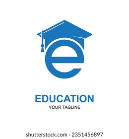 Education logo design with bachelor cap and book concept with creative idea