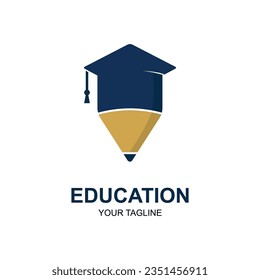 Diseño del logo educativo con tapón de soltero y concepto de libro con idea creativa