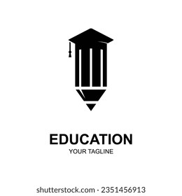 Education logo design with bachelor cap and book concept with creative idea