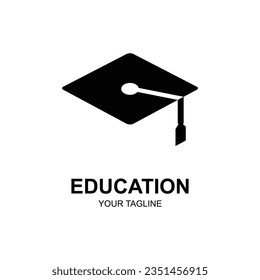 Diseño del logo educativo con tapón de soltero y concepto de libro con idea creativa