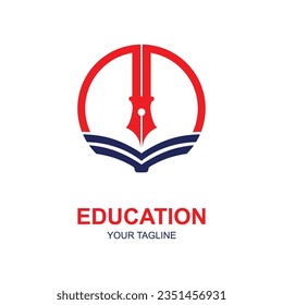 Education logo design with bachelor cap and book concept with creative idea