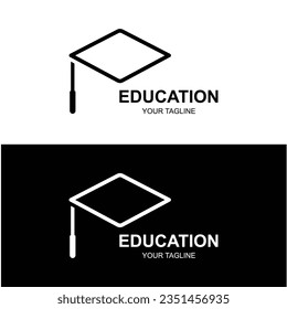 Education logo design with bachelor cap and book concept with creative idea
