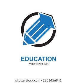 Diseño del logo educativo con tapón de soltero y concepto de libro con idea creativa