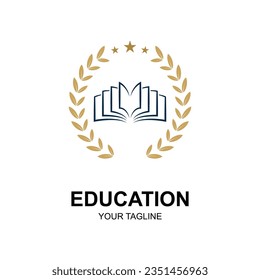 Education logo design with bachelor cap and book concept with creative idea