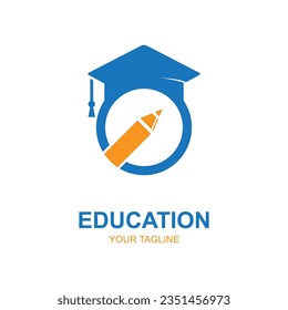 Education logo design with bachelor cap and book concept with creative idea