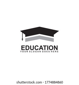 Education logo design with bachelor hat icon template