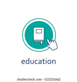 Education logo design with book vector illustration