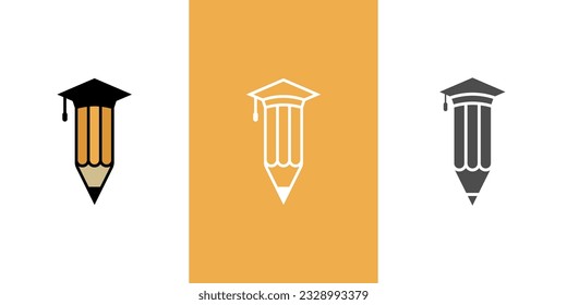 concepto de diseño del logo educativo para la academia, graduación. Concepto de diseño de símbolos de iconos de lápiz, lápiz y lápiz