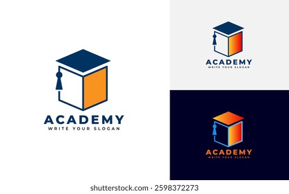 Education logo design concept for cap and book higher education logo vector illustration 
