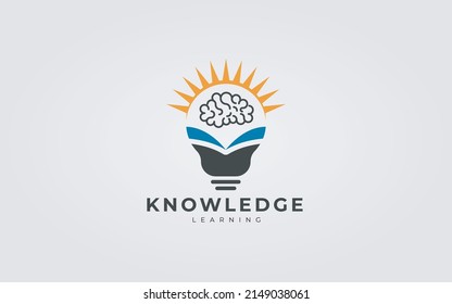 Education Logo Design Concept For Light Bulb And Human Brain