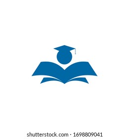 Education logo design with human graphic using graduation hat template