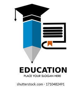 Education logo design illustration template. there are book, pencil. This is good for education