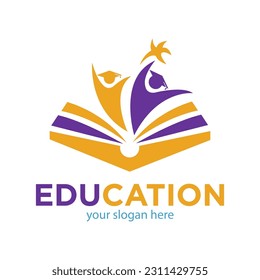 Vector de ilustración de diseño de logotipo educativo