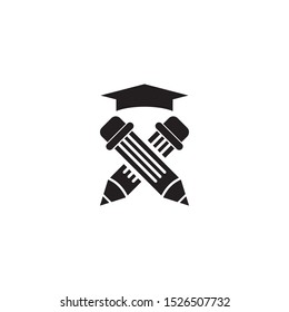 Education logo design inspiration with using icon of pen, book, people and hat