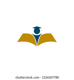 Education logo design inspiration with using icon of pen, book, people and hat