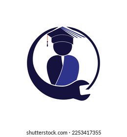 Education logo design inspiration. Wrench with student logo design.