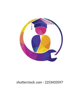 Education logo design inspiration. Wrench with student logo design.