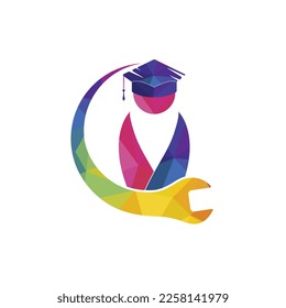 Education logo design inspiration. Wrench with student logo design.