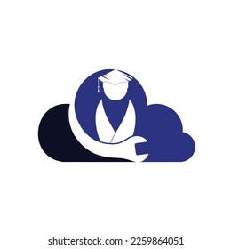 Education logo design inspiration. Wrench with student logo design.