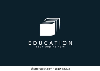 Education  logo design, Letter S and book icon combination,flat logo design template. vector illustration