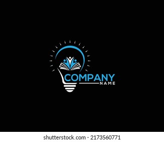 Bildung Logo Design mit Lightbulb and Learning Group. Kreative Design-Vektorgrafik auf schwarzem Hintergrund.