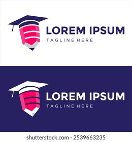 education logo design with the pencil toga symbol and the letter e