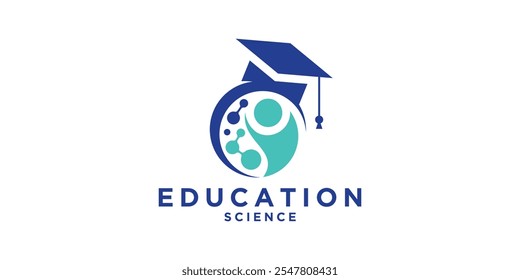 education logo design, science, people, molecule, connect, collage, experiment, lab, logo design symbol, vector, icon, idea, creative.