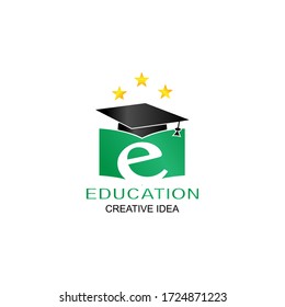 Plantilla de diseño del logotipo educativo. Resumen del logotipo de la escuela de ilustración de vectores de sombrero toga